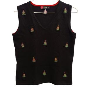 Embroidered Christmas Tree Winter Novelty Sweater Vest PS